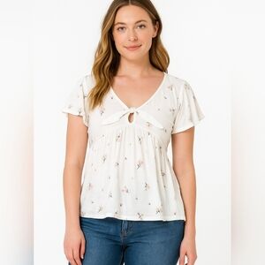 Altar'd State Embroidered Floral Peplum Tie Top